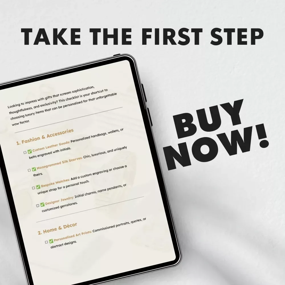 Checklist for Personalized Luxury Gifts | Printable Gift Guide for Sophisticated Shoppers | Digital Download for Choosing Thoughtful & Exclusive Personalized Luxury Gifts