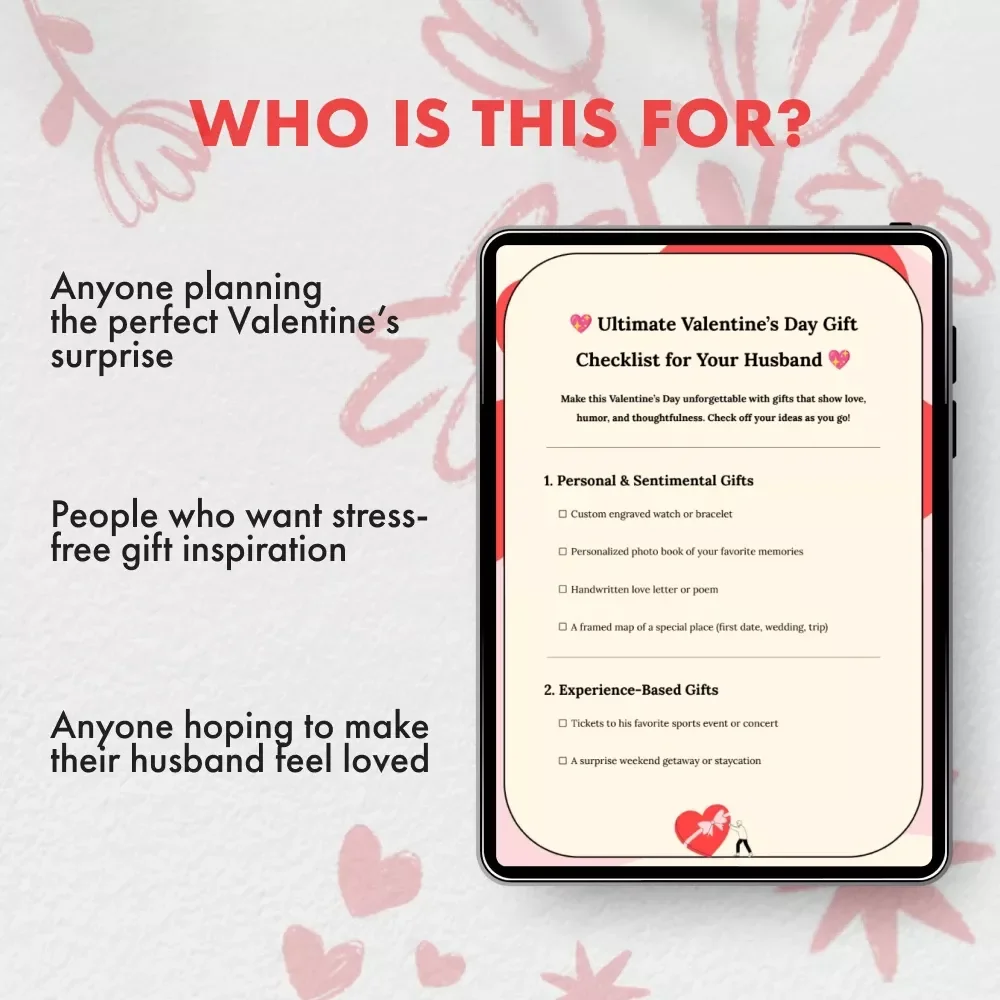Ultimate Valentine’s Day Gift Checklist for Your Husband | Printable Guide for Thoughtful, Romantic & Fun valentines day gifts for husband | Digital Download