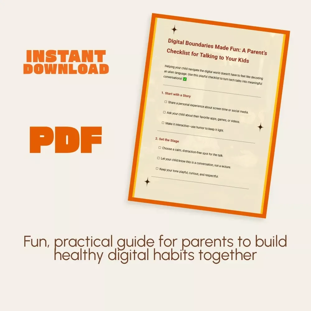 Digital Boundaries Made Fun: A Parent’s Checklist for Talking to Your Kids | Printable Digital Download | Family Communication Guide for Screen Time & Online Safety | how to talk to your child about digital boundaries