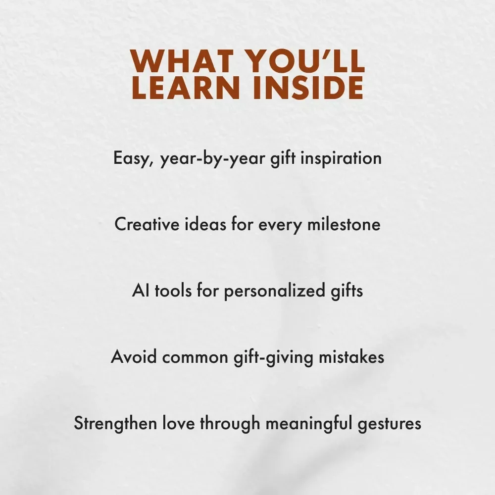 Your Complete Guide to Anniversary Gifts by Year – Digital eBook for Meaningful Anniversary Gift Ideas, Modern & Traditional Gift Inspiration for Every Year of Marriage