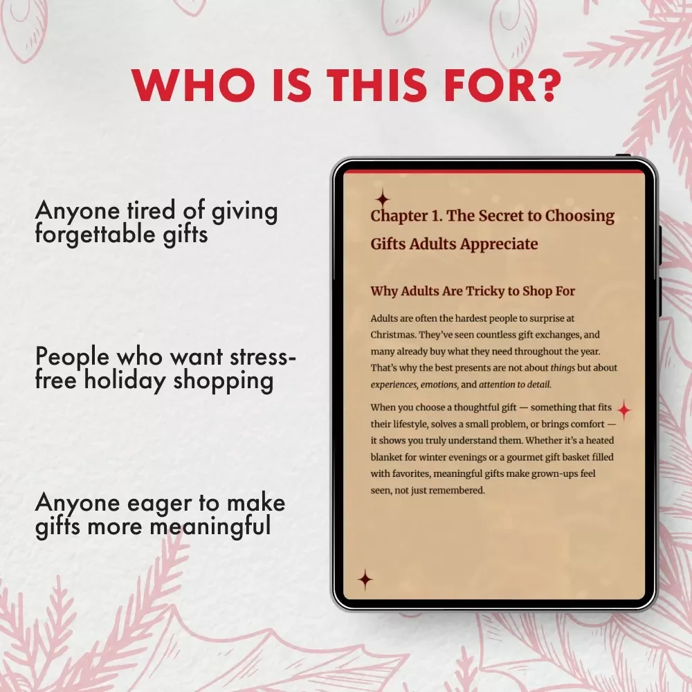 Gifts Adults Actually Love This Christmas | Digital Holiday Gift Guide for Him & Her | Top Christmas Gifts for Adults | Printable Gifting Inspiration eBook
