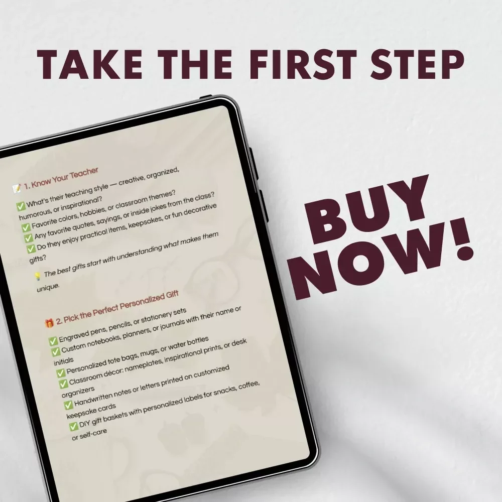 Personalized A+ Teacher Gifts Checklist | Digital Download | Personalized Teacher Gifts Guide for Creative, Thoughtful, and Unique Teacher Appreciation Ideas