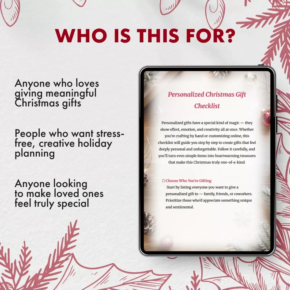 Personalized Christmas Gift Checklist | Printable Holiday Planning Guide for Unique & Sentimental Personalized Christmas Gifts | Digital Download
