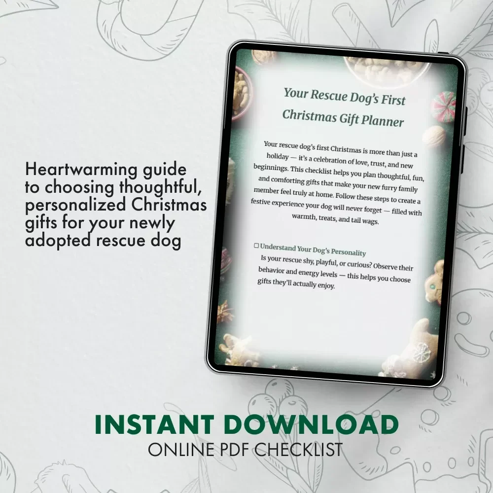 Your Rescue Dog’s First Christmas Gift Planner | Printable Holiday Checklist for New Pet Parents | Digital Download for Rescue Dog First Christmas Gift Ideas