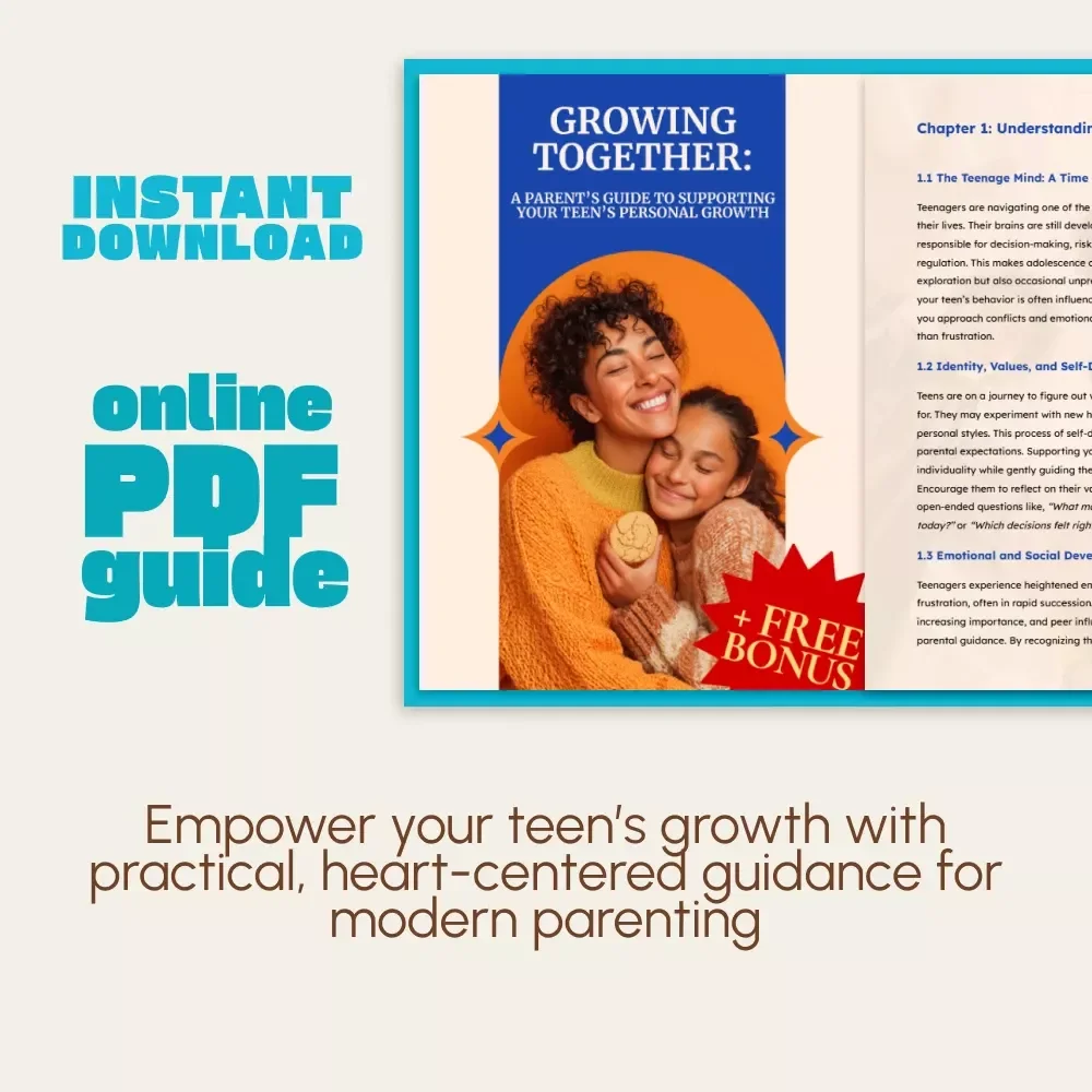 Growing Together: A Parent’s Guide to Supporting Your Teen’s Personal Growth | Digital Parenting Guide | How to Support Your Teen's Personal Growth eBook | Printable Family Resource for Connection and Growth