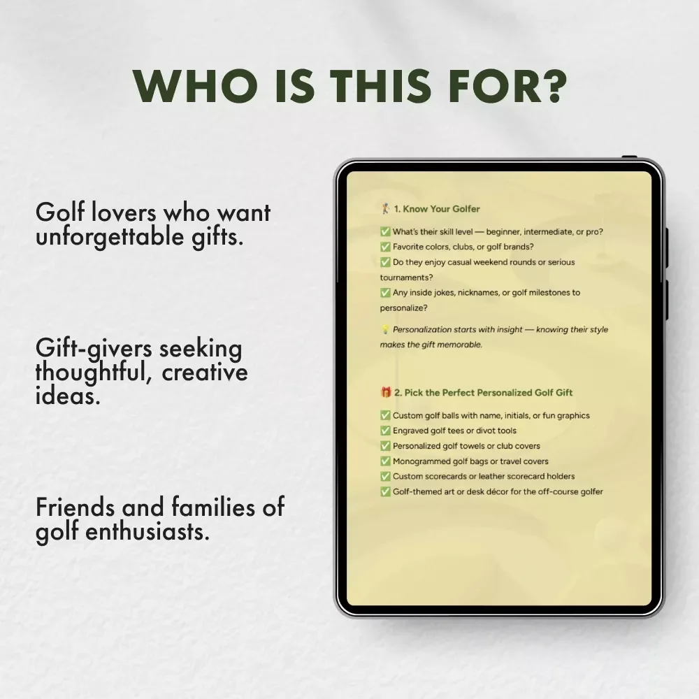 Golf Gifts That Score Big Every Time | Personalized Golf Gifts Checklist | Unique Digital Download Gift Guide for Golf Lovers