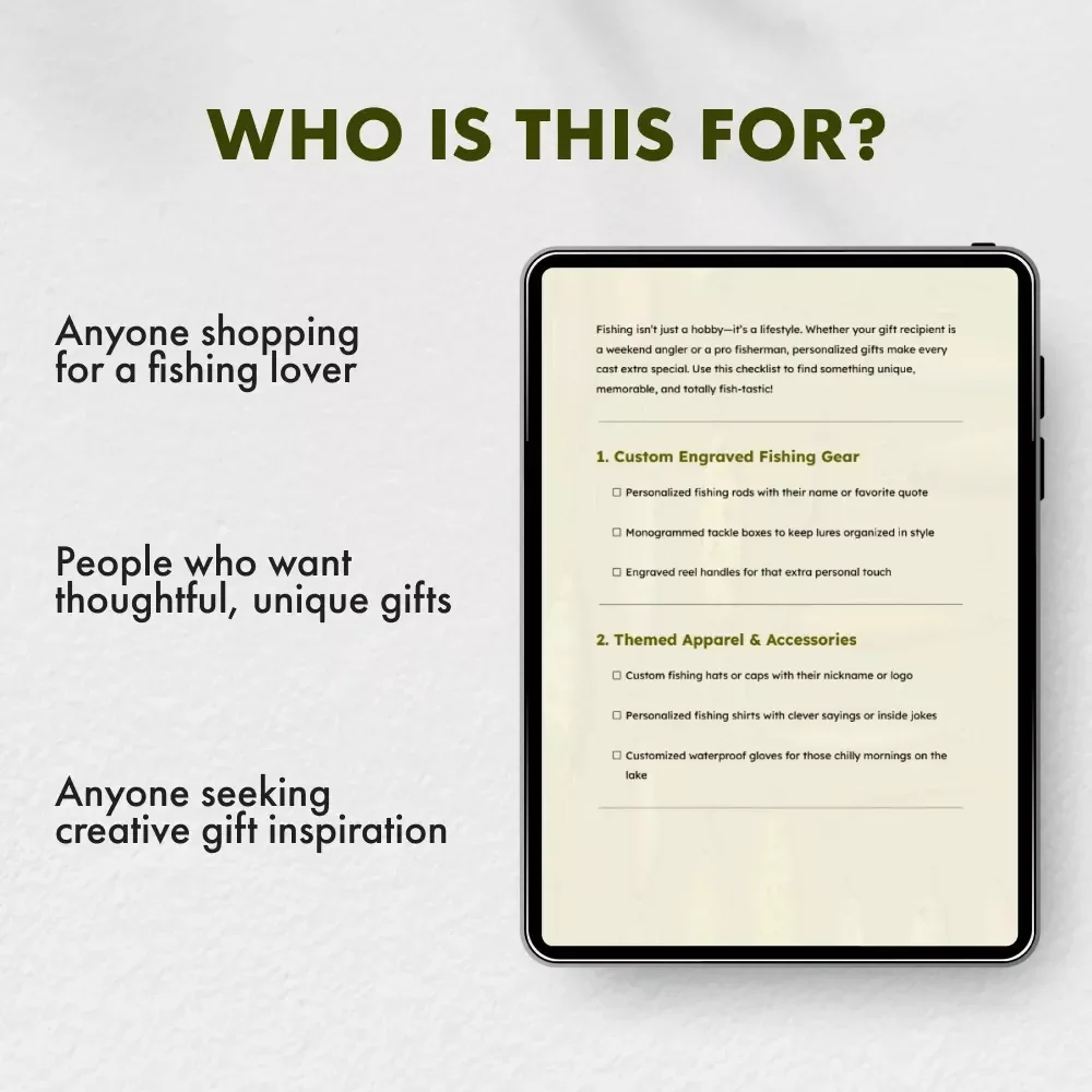 Personalized Fishing Gifts Checklist: Reel in the Perfect Catch | Printable Fishing Gift Ideas | Digital Download for Anglers & Fishermen