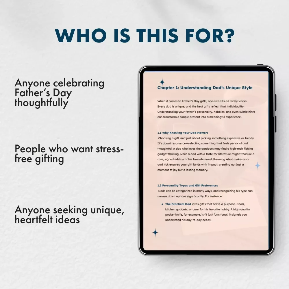 Father’s Day Made Easy: Gifts That Delight | The Ultimate Father’s Day Gifts eBook & Guide for Every Dad’s Style – Perfect Gift Ideas for Father’s Day, from Classic to Personalized and Tech-Savvy Picks