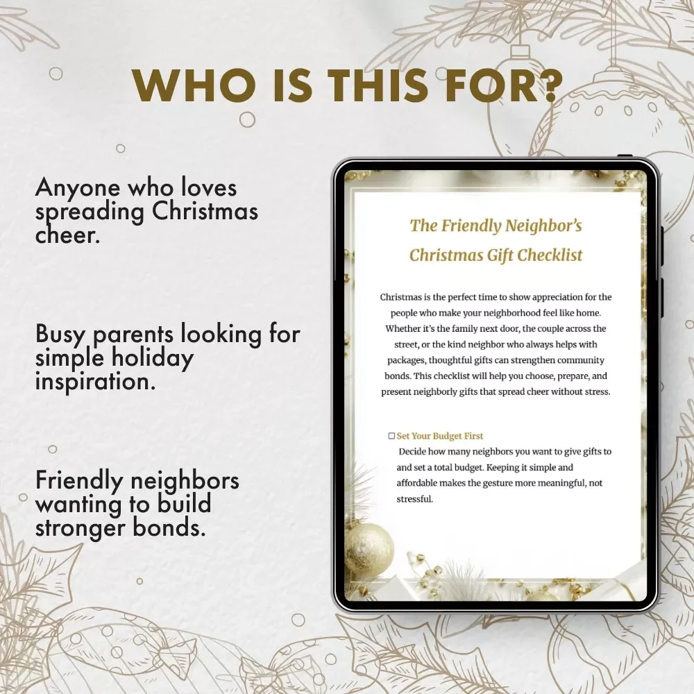 The Friendly Neighbor’s Christmas Gift Checklist | Printable Holiday Guide for Neighbor Gifts | Tips for Gifts for Neighbors on Christmas | Digital Download