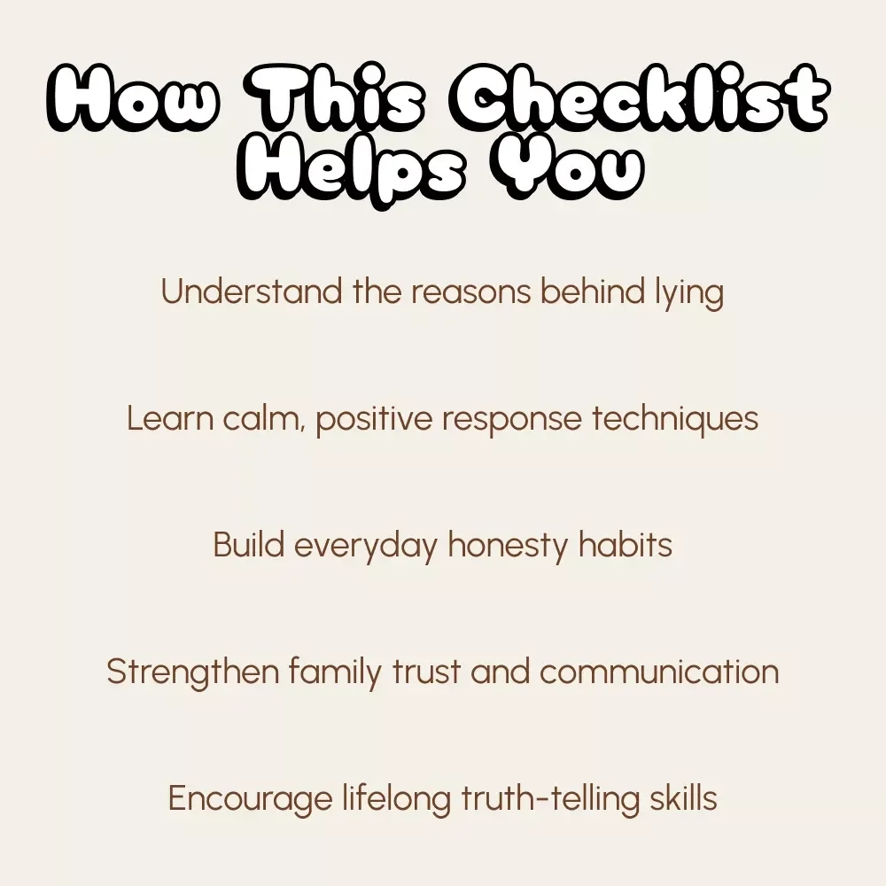 A Parent’s Checklist for Handling Kids’ Lies | Digital Parenting Guide for How to Handle Children's Lying | Printable PDF for Gentle, Honest Conversations