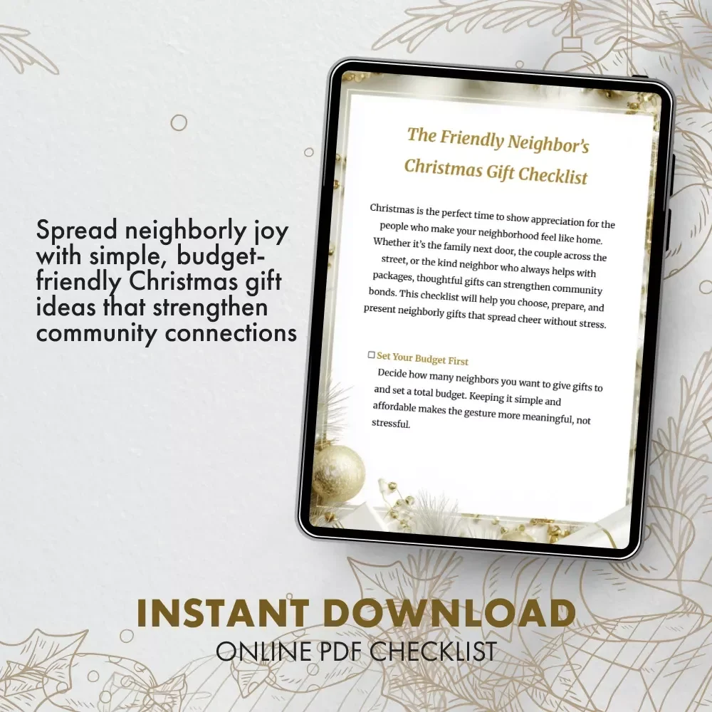 The Friendly Neighbor’s Christmas Gift Checklist | Printable Holiday Guide for Neighbor Gifts | Tips for Gifts for Neighbors on Christmas | Digital Download