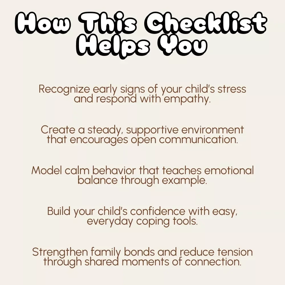 Calm Kids, Confident Parents | Printable Checklist for Parents | How to Handle Children's Stress | Digital Download for Mindful Parenting & Emotional Wellness