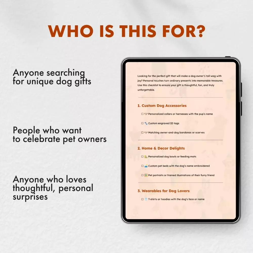 Personalized Dog Gift Checklist for Pet Lovers 🐾 | Ultimate Guide to Personalized Dog Gifts for Owners | Digital Download Gift Planner