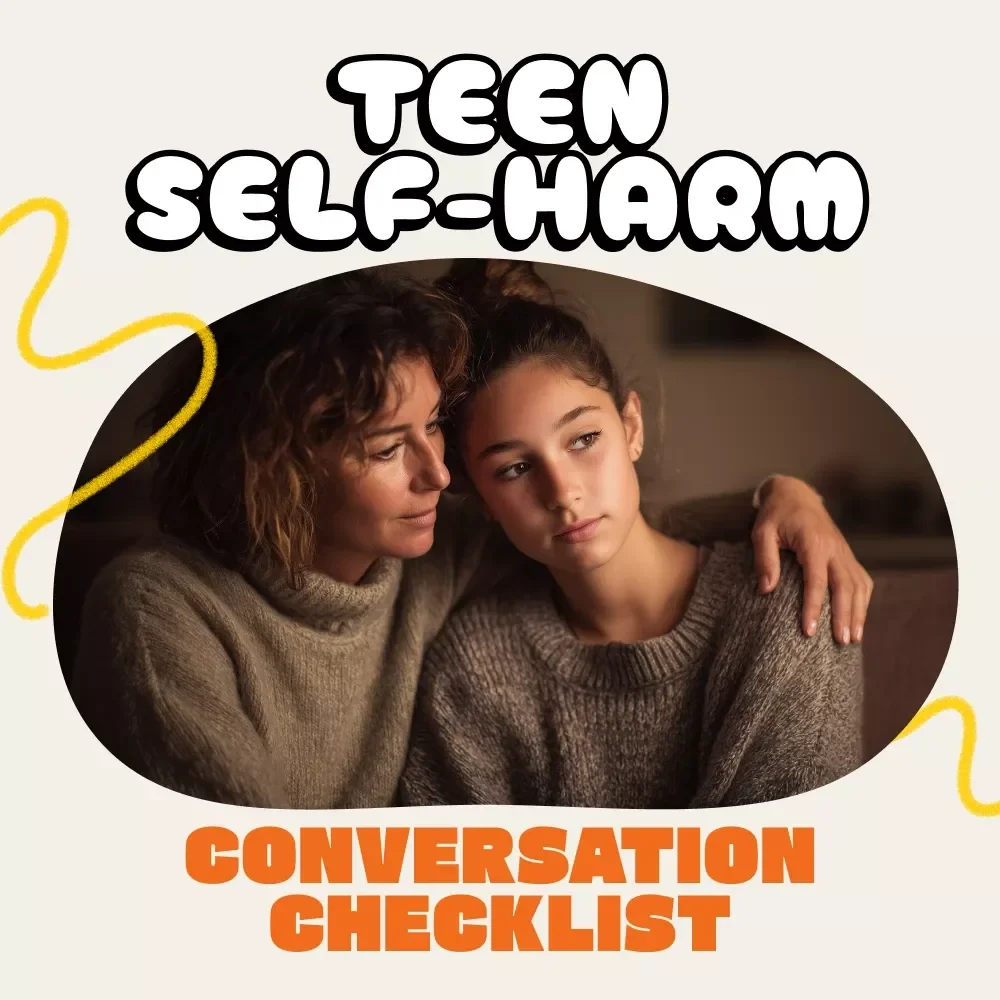The “I’m Here for You” Teen Self-Harm Conversation Checklist | Digital Download Parent Guide | Gentle Communication Tips for Parents of Teens | Printable Mental Health Support Tool