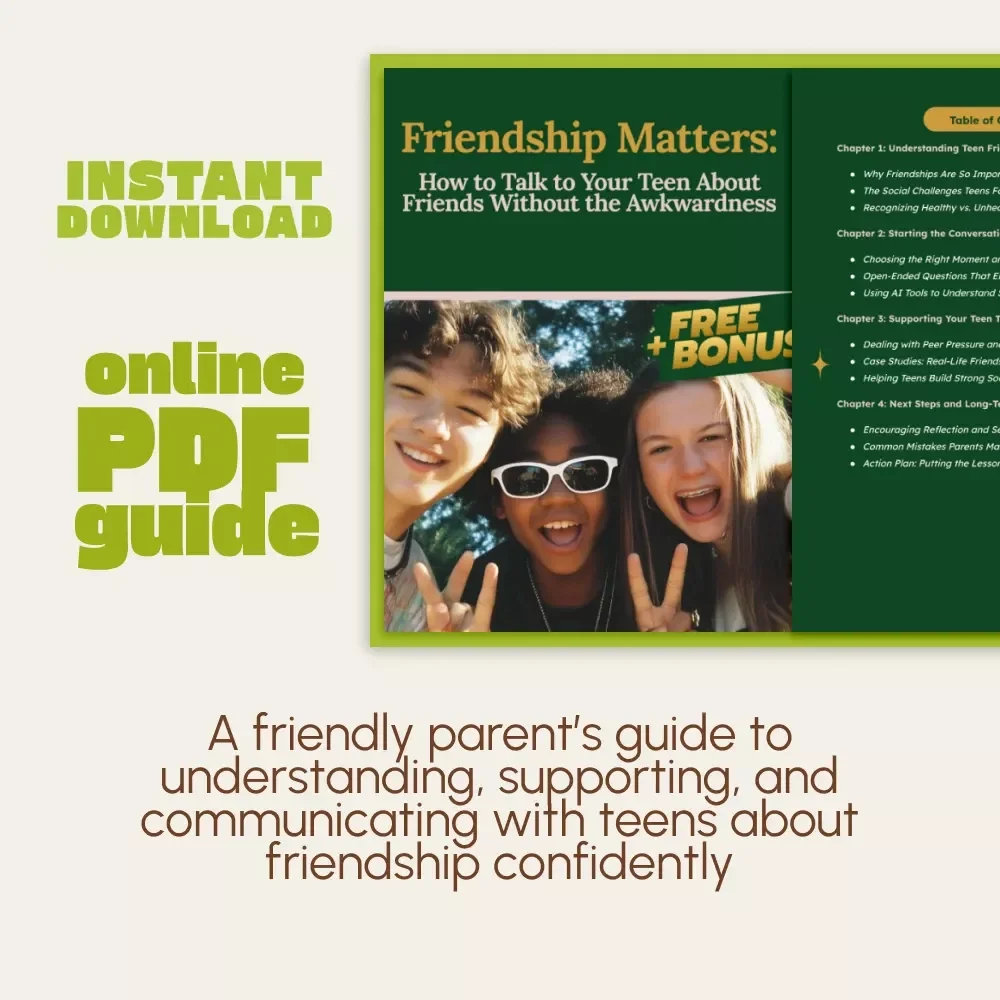 Friendship Matters: How to Talk to Your Teen About Friends Without the Awkwardness | Parenting Guide, Teen Communication eBook, Digital Download for Parents, Teen Friendship Tips