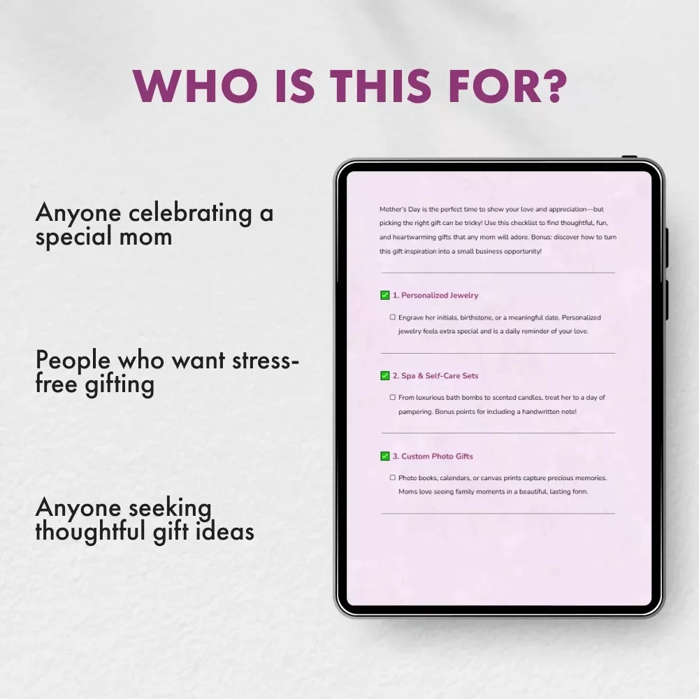 Top 10 Mother’s Day Gift Ideas: A Fun & Thoughtful Checklist | Printable Digital Download | Unique & Heartfelt Mother’s Day Gift Guide | top 10 mother's day gift ideas