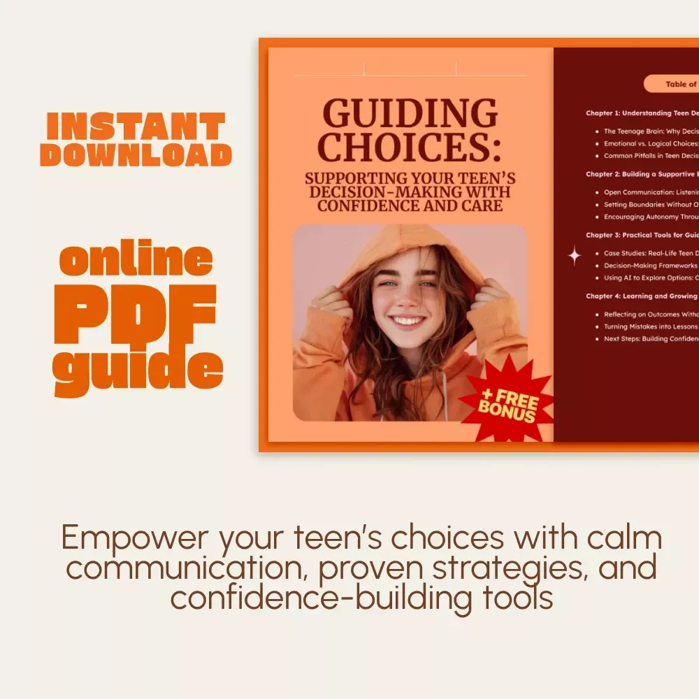 Guiding Choices: Supporting Your Teen’s Decision-Making with Confidence and Care | Parenting eBook | Digital Download Guide for Teen Decision-Making | Positive Parenting Resource | Family Communication Tools
