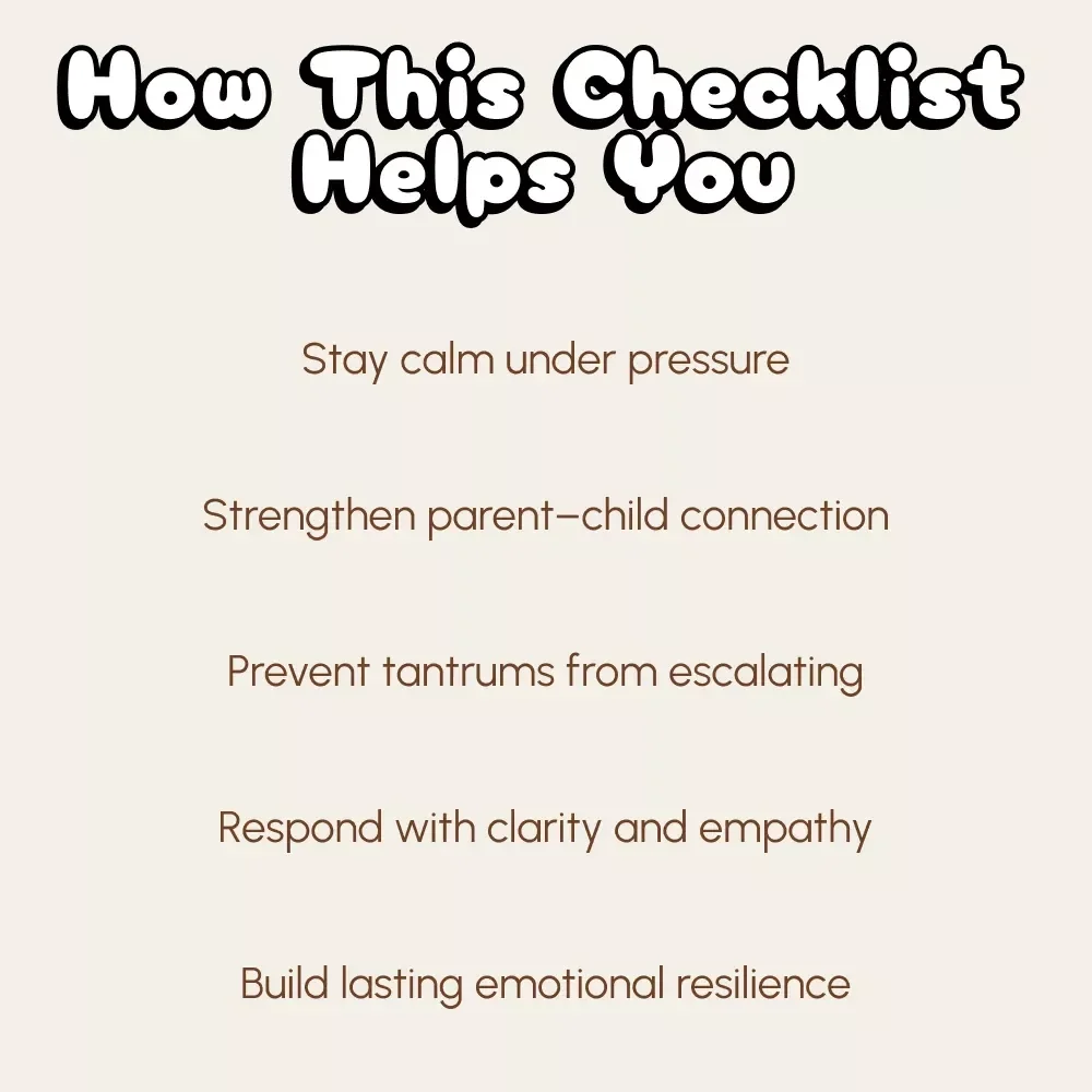 The Tantrum Tamer Checklist – How to Handle Children's Tantrums with Calm, Confidence & Connection | Printable Parenting Guide & Digital Download