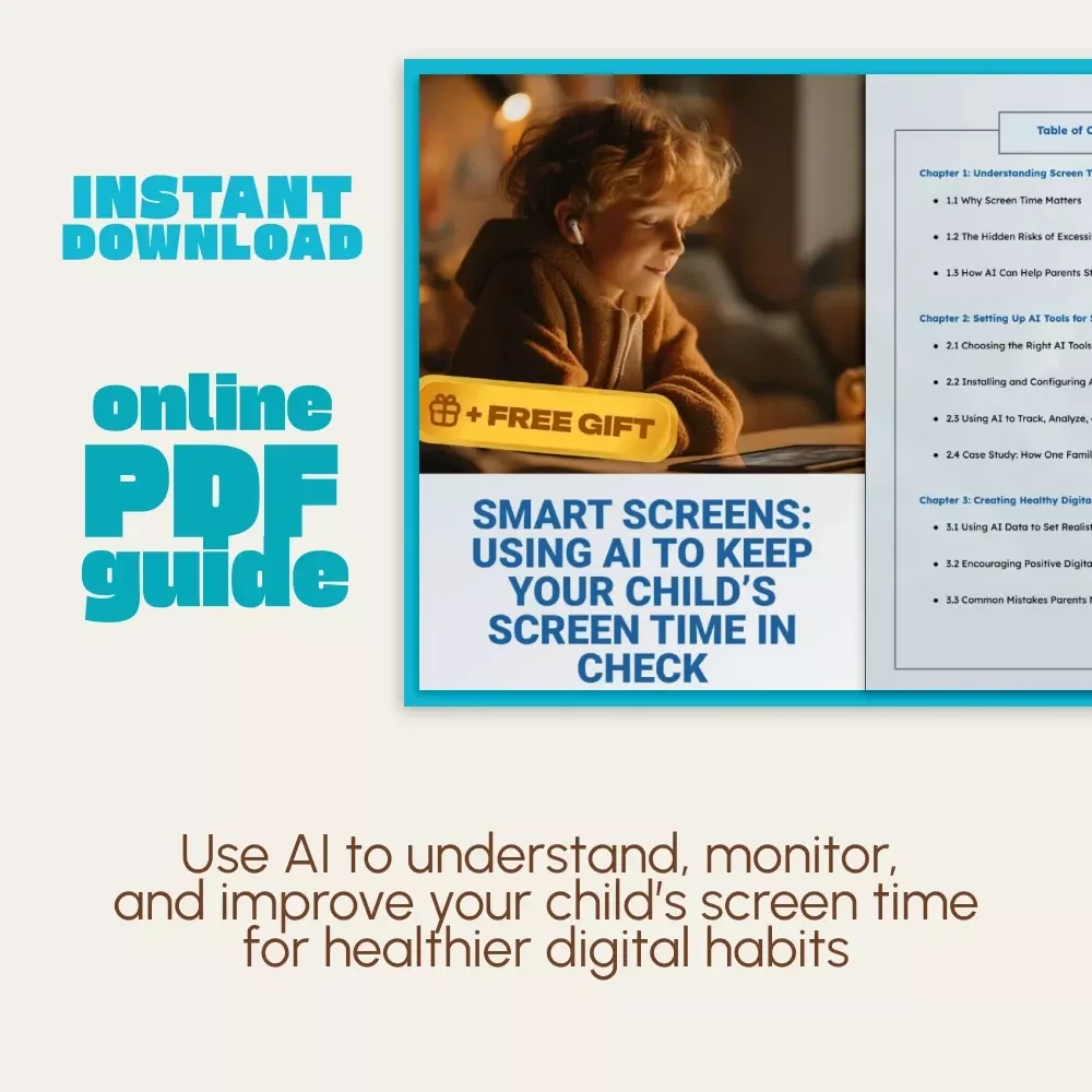 Smart Screens: Using AI to Keep Your Child’s Screen Time in Check | Digital Parenting Guide | How to Use AI to Monitor Your Child's Screen Time | Printable eBook for Conscious Parents
