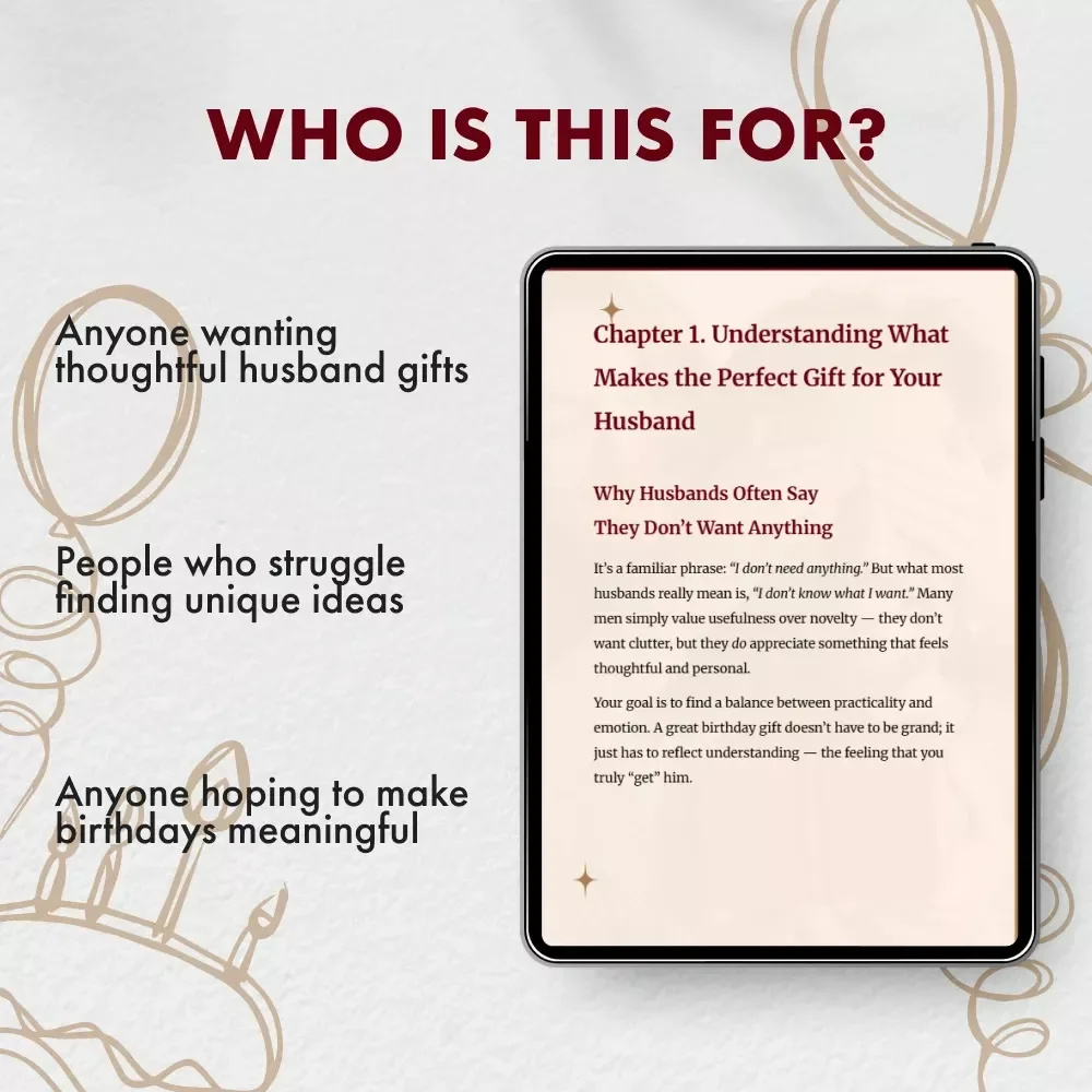 Birthday Gifts Your Husband Will Love Digital Guide | Creative & Meaningful Birthday Gift for Husband Ideas | Ebook Download