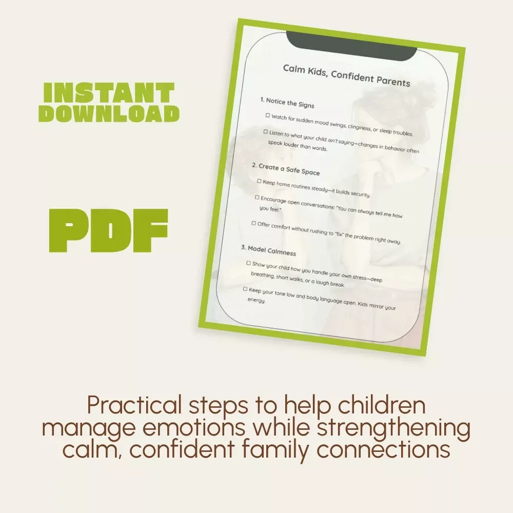 Calm Kids, Confident Parents | Printable Checklist for Parents | How to Handle Children's Stress | Digital Download for Mindful Parenting & Emotional Wellness