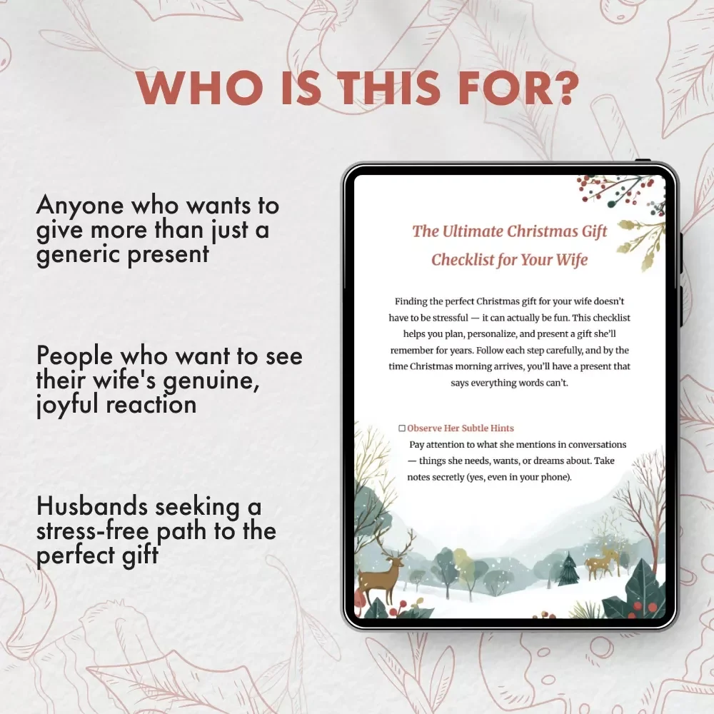 The Ultimate Christmas Gift Checklist for Your Wife | Digital Download Guide for Thoughtful & Romantic christmas gifts for wife | Holiday Gift Planning Made Easy