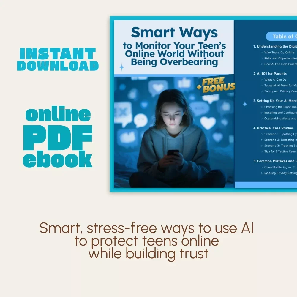 Smart Ways to Monitor Your Teen’s Online World Without Being Overbearing | How to Use AI to Monitor Your Teen's Online Activity | Digital Parenting eBook & Guide for Modern Families