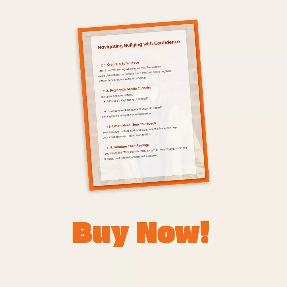 Navigating Bullying with Confidence | Printable Parenting Checklist | How to Talk to Your Child About Bullying | Digital Download Guide for Parents