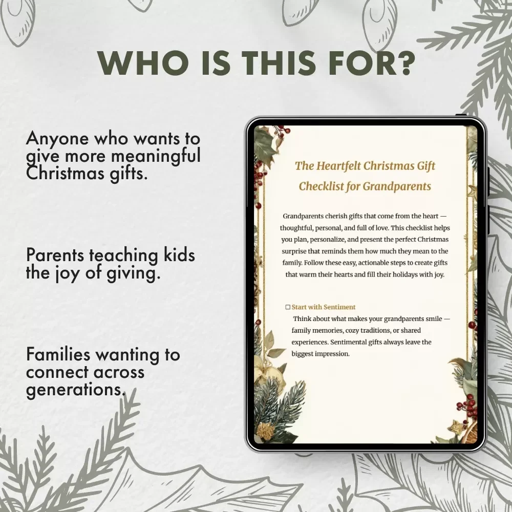 The Heartfelt Christmas Gift Checklist for Grandparents | Printable Digital Download | Thoughtful Christmas Gift Ideas for Grandparents | Holiday Planning Guide for Meaningful Family Gifts