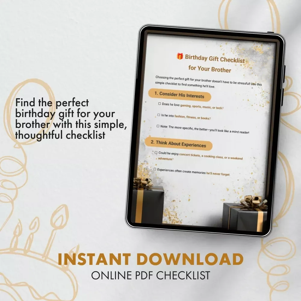 Birthday Gift Checklist for Your Brother | Printable Birthday Gift for Brother | Digital Download Gift Planner | Birthday Gift Ideas for Brother