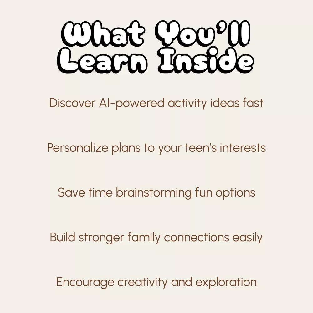 10 Steps to Recommend Fun Activities for Your Teen | Digital Checklist | How to Use AI to Recommend Activities for Your Teen | Printable & Editable PDF Guide