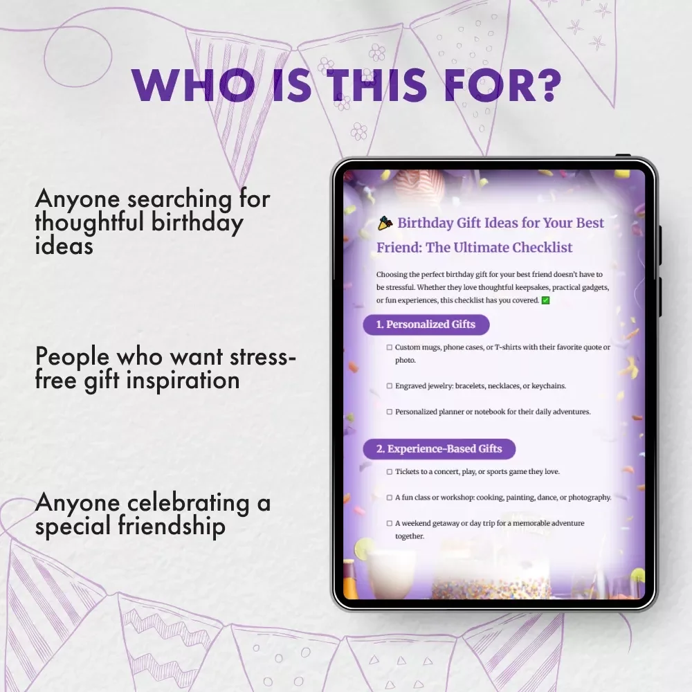Birthday Gift Ideas for Your Best Friend: The Ultimate Checklist | Digital Download | Best Friend Birthday Gift Ideas, Unique Present Inspiration, Printable Gift Guide