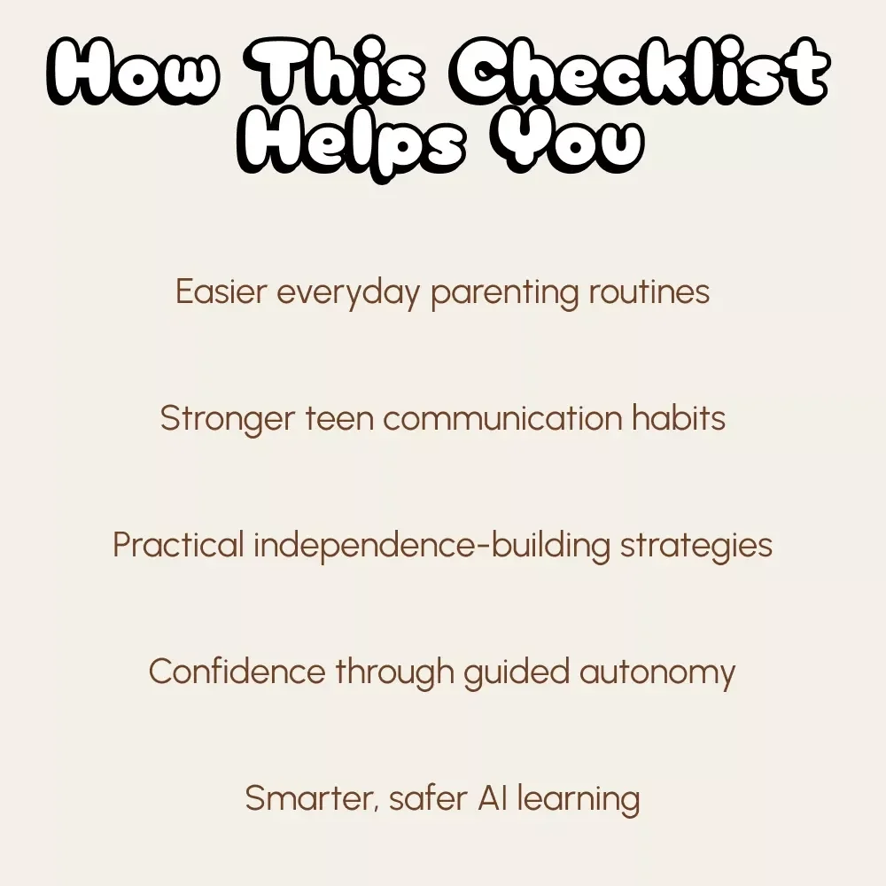 Raising Independent Teens Made Easier | Printable Parenting Checklist for How to Support Your Teen's Independence | Digital Download Guide for Parents