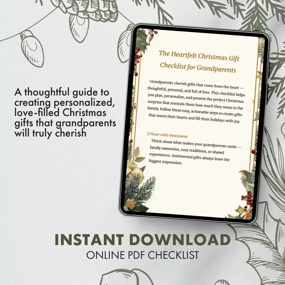 The Heartfelt Christmas Gift Checklist for Grandparents | Printable Digital Download | Thoughtful Christmas Gift Ideas for Grandparents | Holiday Planning Guide for Meaningful Family Gifts