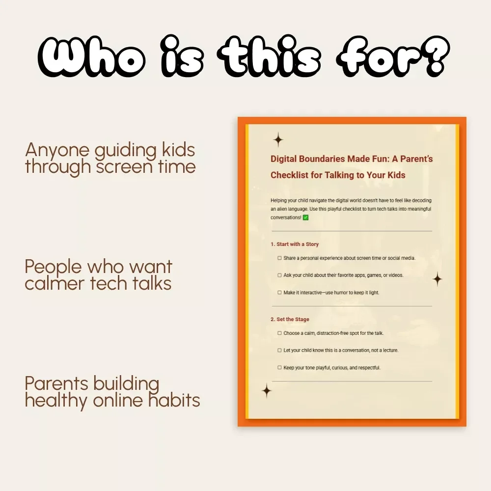 Digital Boundaries Made Fun: A Parent’s Checklist for Talking to Your Kids | Printable Digital Download | Family Communication Guide for Screen Time & Online Safety | how to talk to your child about digital boundaries