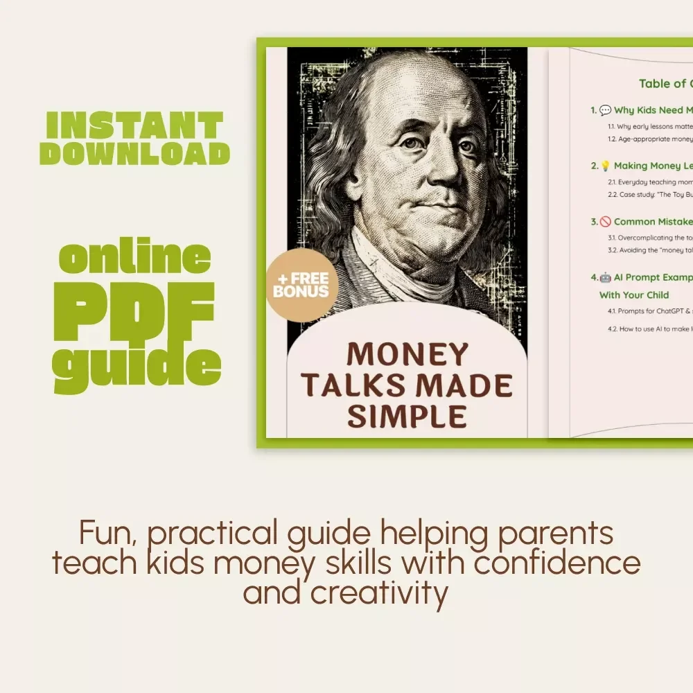 Money Talks Made Simple | Printable Digital Guide for Parents | How to Talk to Your Child About Money | Fun Family Finance Conversation eBook | Teaching Kids About Money Made Easy
