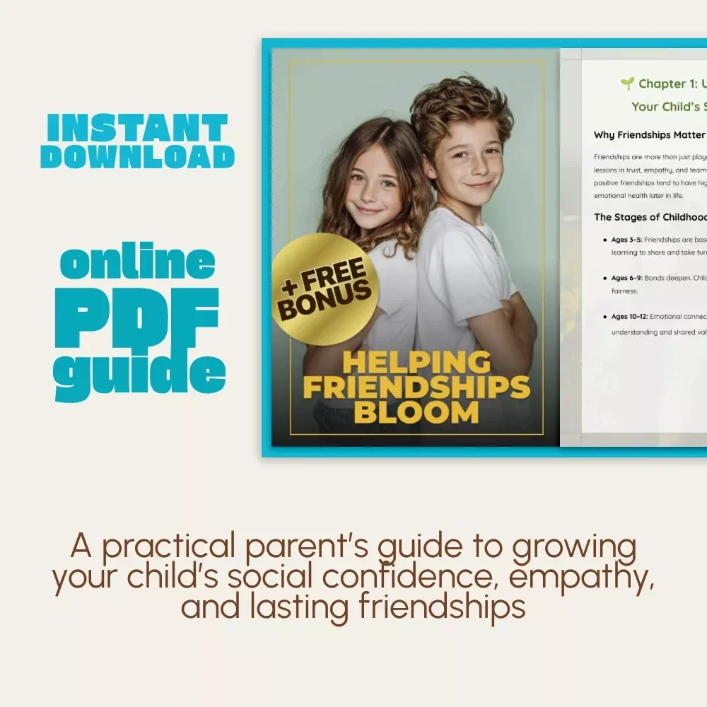 Helping Friendships Bloom | Parenting Guide on How to Support Your Child’s Friendships | Digital Download eBook for Raising Socially Confident Kids | Empathy, Conflict Resolution & AI Prompts for Parents