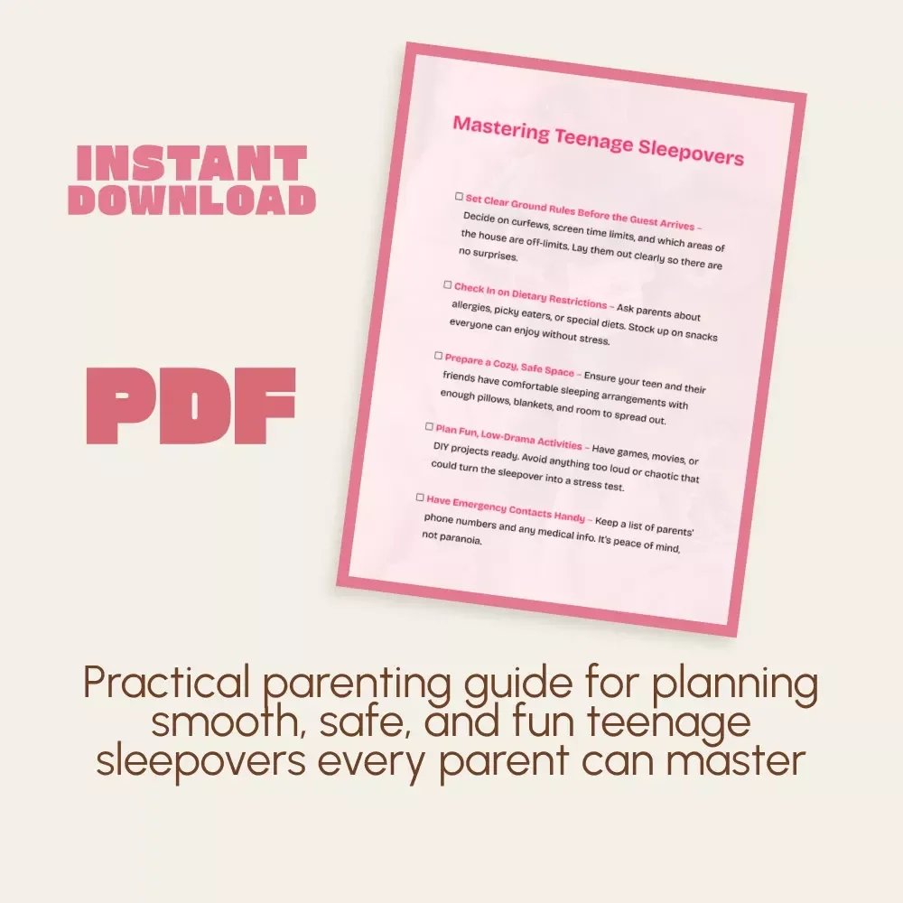 Mastering Teenage Sleepovers | Printable Parenting Guide | Digital Download eBook for Parents | Teen Sleepover Checklist & Hosting Tips