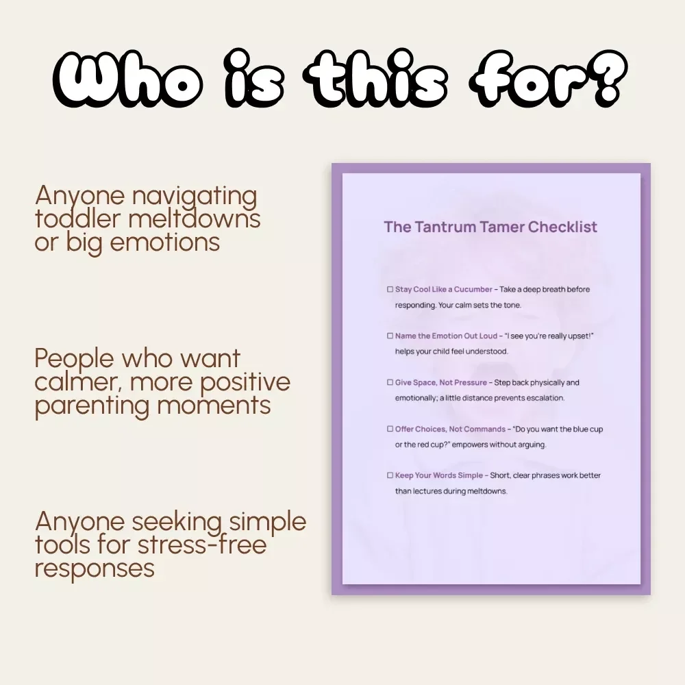 The Tantrum Tamer Checklist – How to Handle Children's Tantrums with Calm, Confidence & Connection | Printable Parenting Guide & Digital Download
