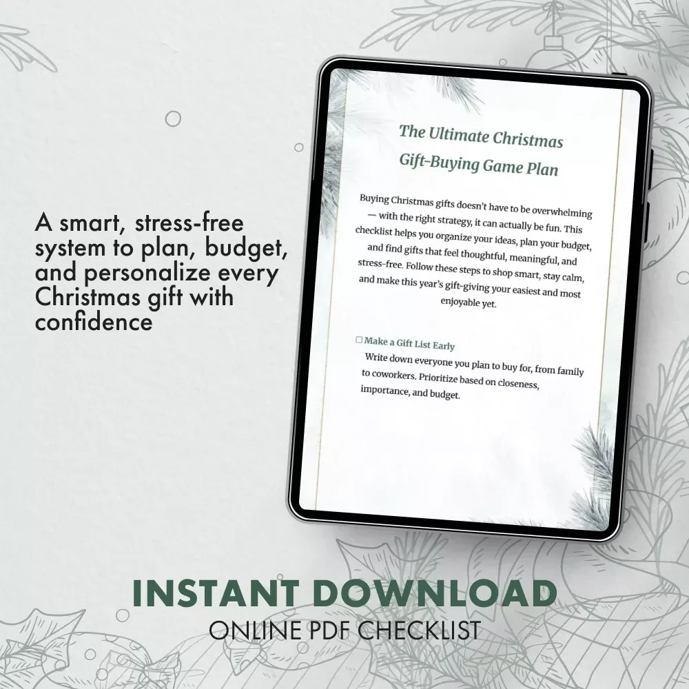The Ultimate Christmas Gift-Buying Game Plan | Printable Holiday Checklist | Digital Download Guide for Stress-Free Christmas Shopping | What Gifts to Buy for Christmas Organizer