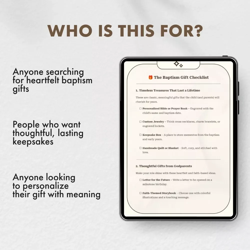 The Baptism Gift Checklist | Printable Baptism Gift Ideas Guide for Godparents, Family & Friends | Digital Download