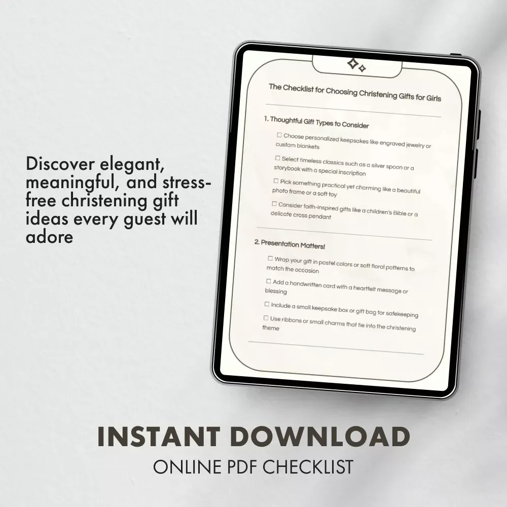 The Checklist for Choosing Christening Gifts for Girls | Printable Digital Download | Thoughtful Gift Guide for Godparents, Family & Friends | Christening Gift Ideas for Girls eBook