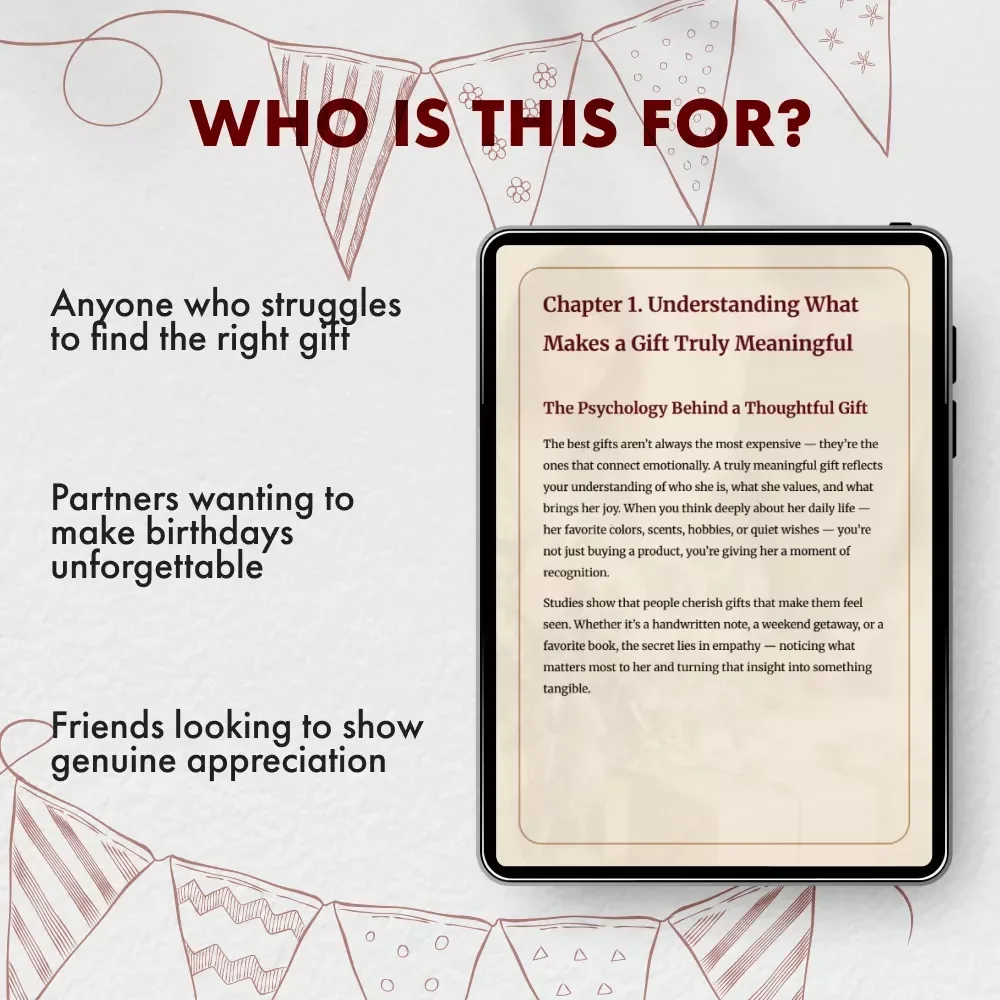 Finding the Perfect Birthday Gift for Her Made Simple | Digital eBook Guide | Thoughtful Birthday Gifts for Her | Meaningful Gift Ideas for Women