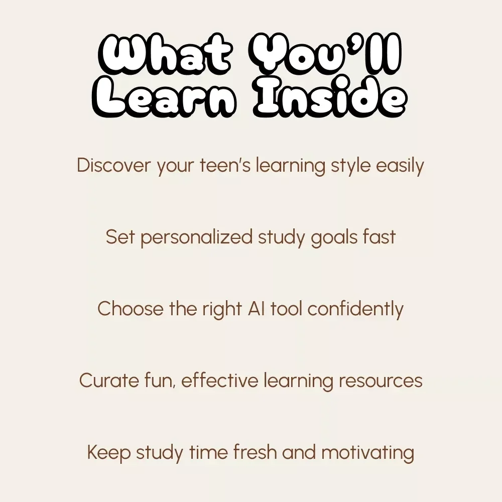 A Fun Checklist for Recommending Study Resources to Your Teen | How to Use AI to Recommend Study Resources for Your Teen | Printable Digital Download for Parents, Educators & Homeschoolers