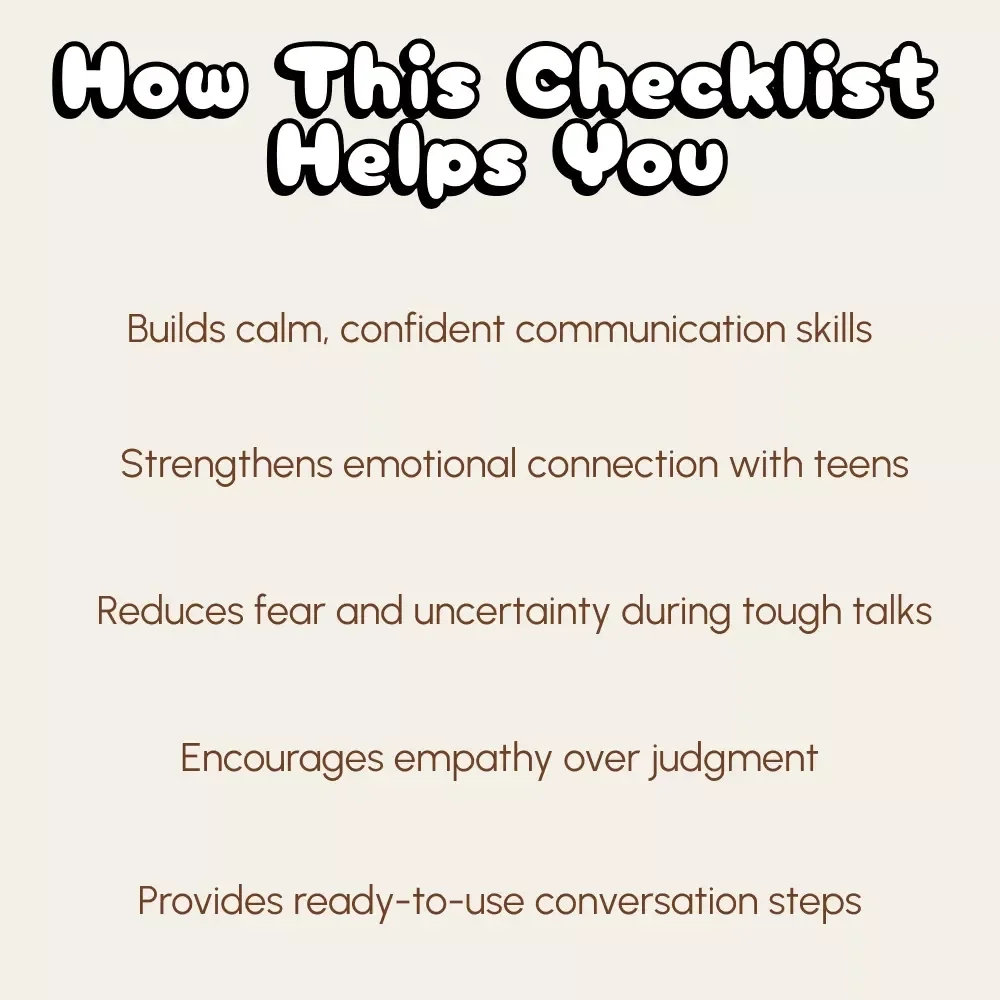 The “I’m Here for You” Teen Self-Harm Conversation Checklist | Digital Download Parent Guide | Gentle Communication Tips for Parents of Teens | Printable Mental Health Support Tool