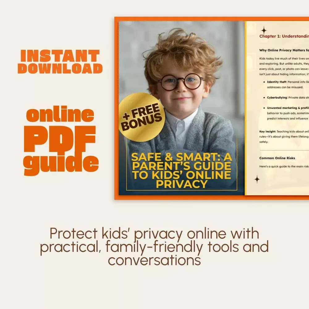 Safe & Smart: A Parent’s Guide to Kids’ Online Privacy | Digital Download Guide for Parents | Learn How to Handle Children's Online Privacy | Online Safety, AI Awareness & Family Protection eBook