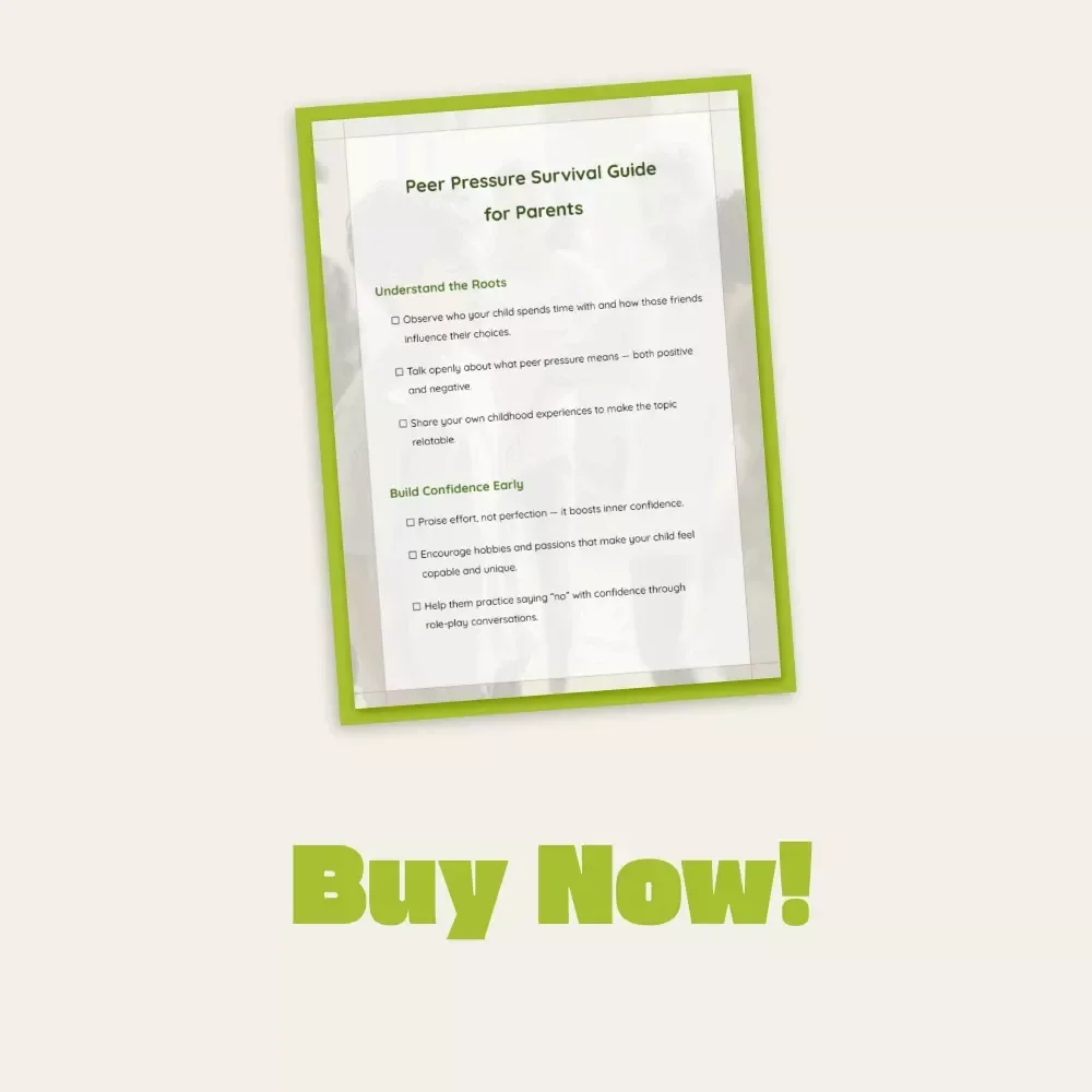Peer Pressure Survival Guide for Parents | Printable Checklist for Moms & Dads | How to Handle Children's Peer Pressure | Digital Download Parenting Resource