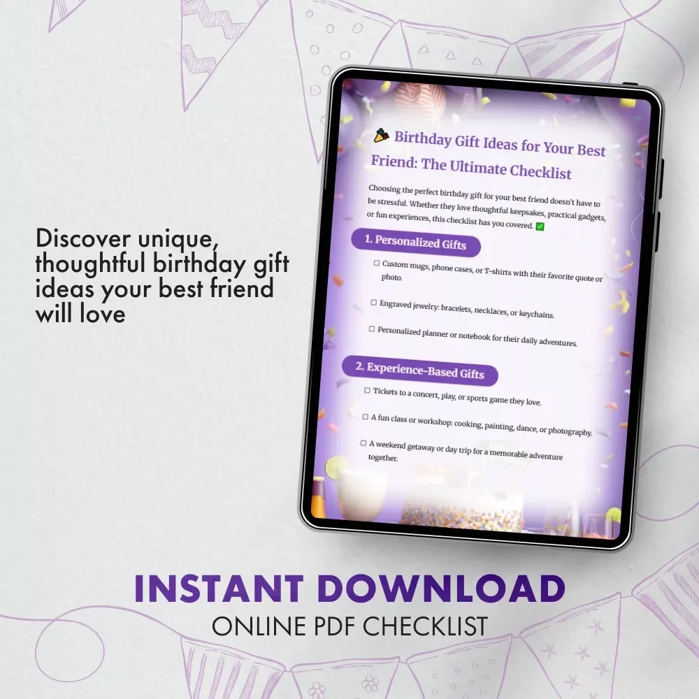 Birthday Gift Ideas for Your Best Friend: The Ultimate Checklist | Digital Download | Best Friend Birthday Gift Ideas, Unique Present Inspiration, Printable Gift Guide