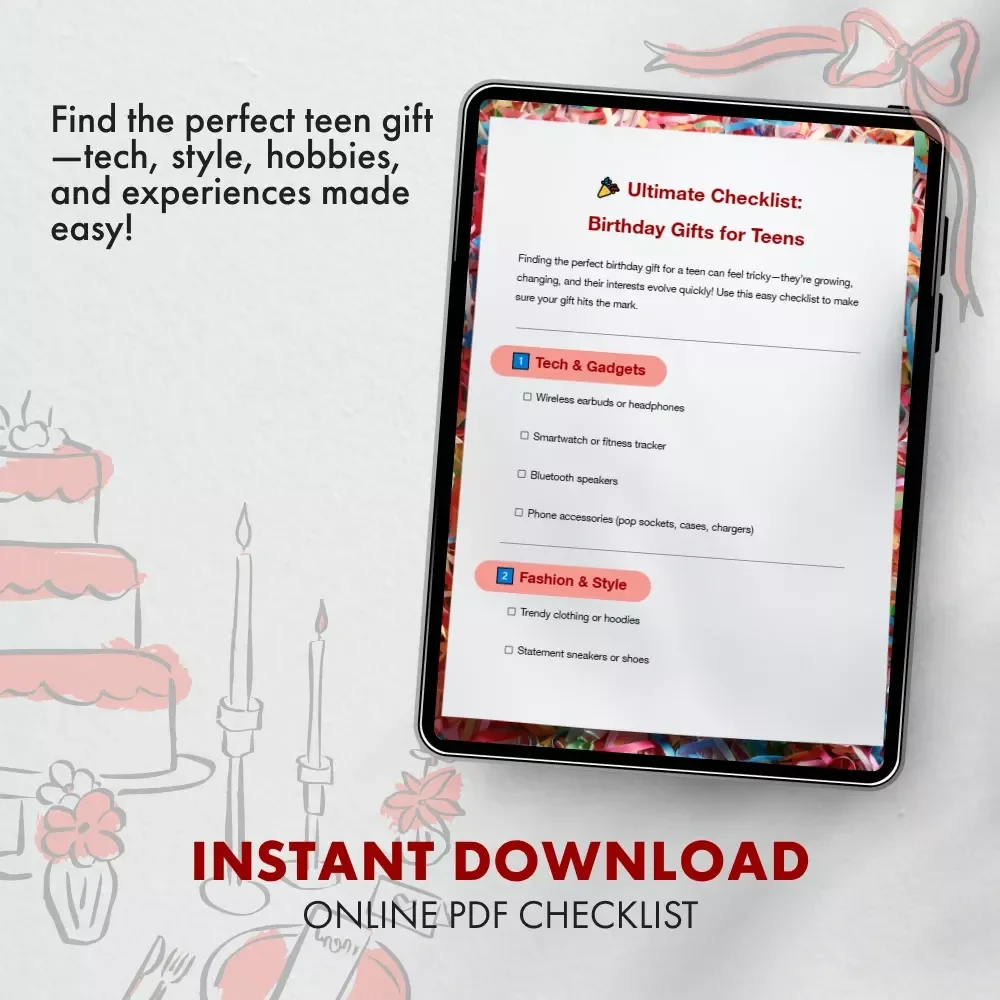 Ultimate Checklist: Birthday Gifts for Teens | Digital Gift Ideas Guide for Trendy, Tech-Loving, and Creative Teens | Printable & Instant Download