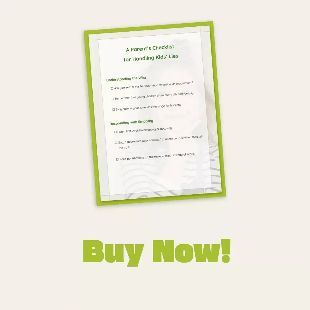 A Parent’s Checklist for Handling Kids’ Lies | Digital Parenting Guide for How to Handle Children's Lying | Printable PDF for Gentle, Honest Conversations